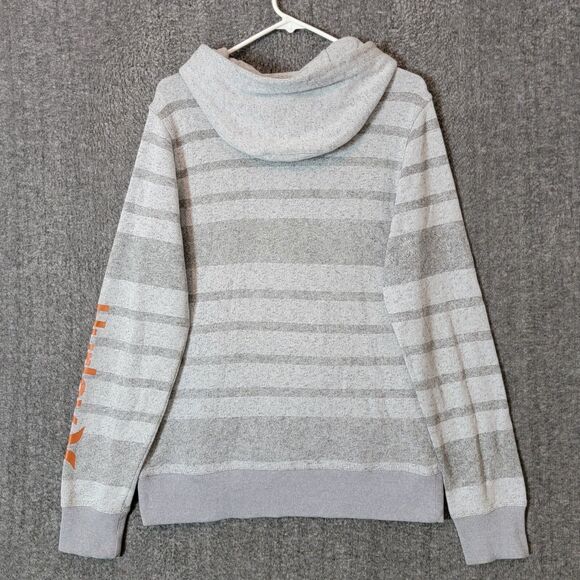 Hurley Hoodie Mens Medium Gray Striped Pullover Casual Surf Henley - Picture 10 of 15